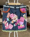 Obla di Beatles patchwork upcycled Jean skirt