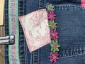 Obla di Beatles patchwork upcycled Jean skirt