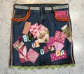 Obla di Beatles patchwork upcycled Jean skirt