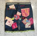 Obla di Beatles patchwork upcycled Jean skirt