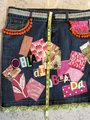 Obla di Beatles patchwork upcycled Jean skirt