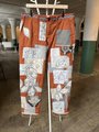 Gray and rust patchwork upcycled pants