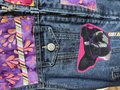 Puppy patchwork upcycled Jean jacket youth large