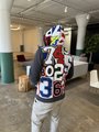Number collage upcycled zip hoodie