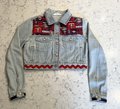 Twins collage upcycled jean jacket 