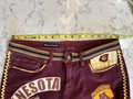 Minnesota Gophers upcycled patchwork collage jeans