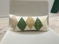Yellow and green diamond pillow