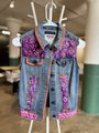 Princess tshirt patchwork upcycled jean vest