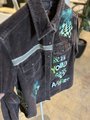 Demon Slayer tshirt patchwork upcycled brown corduroy jean jacket