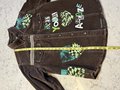 Demon Slayer tshirt patchwork upcycled brown corduroy jean jacket