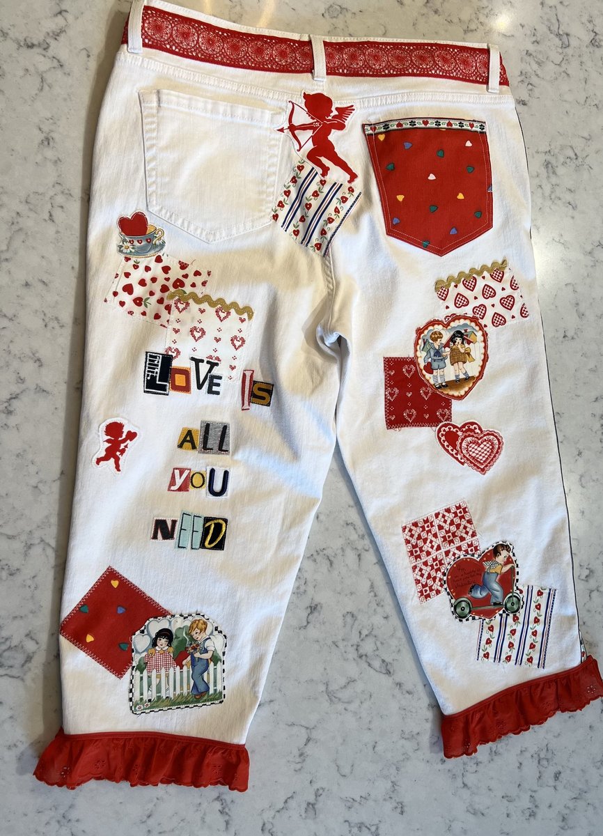 Cupid patchwork upcycled crop pants