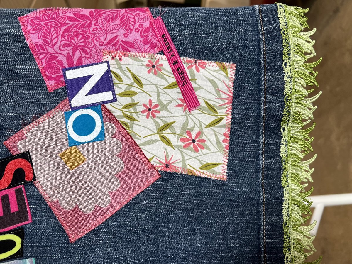 Obla di Beatles patchwork upcycled Jean skirt