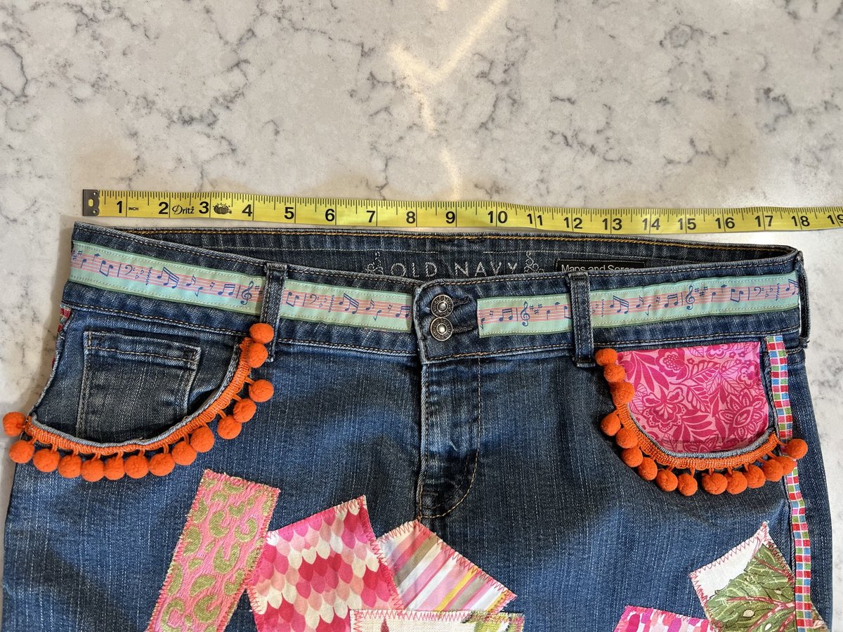 Obla di Beatles patchwork upcycled Jean skirt