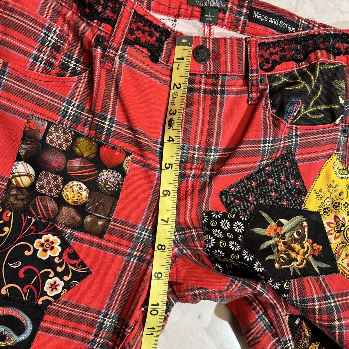 Red plaid fears patchwork upcycled pants