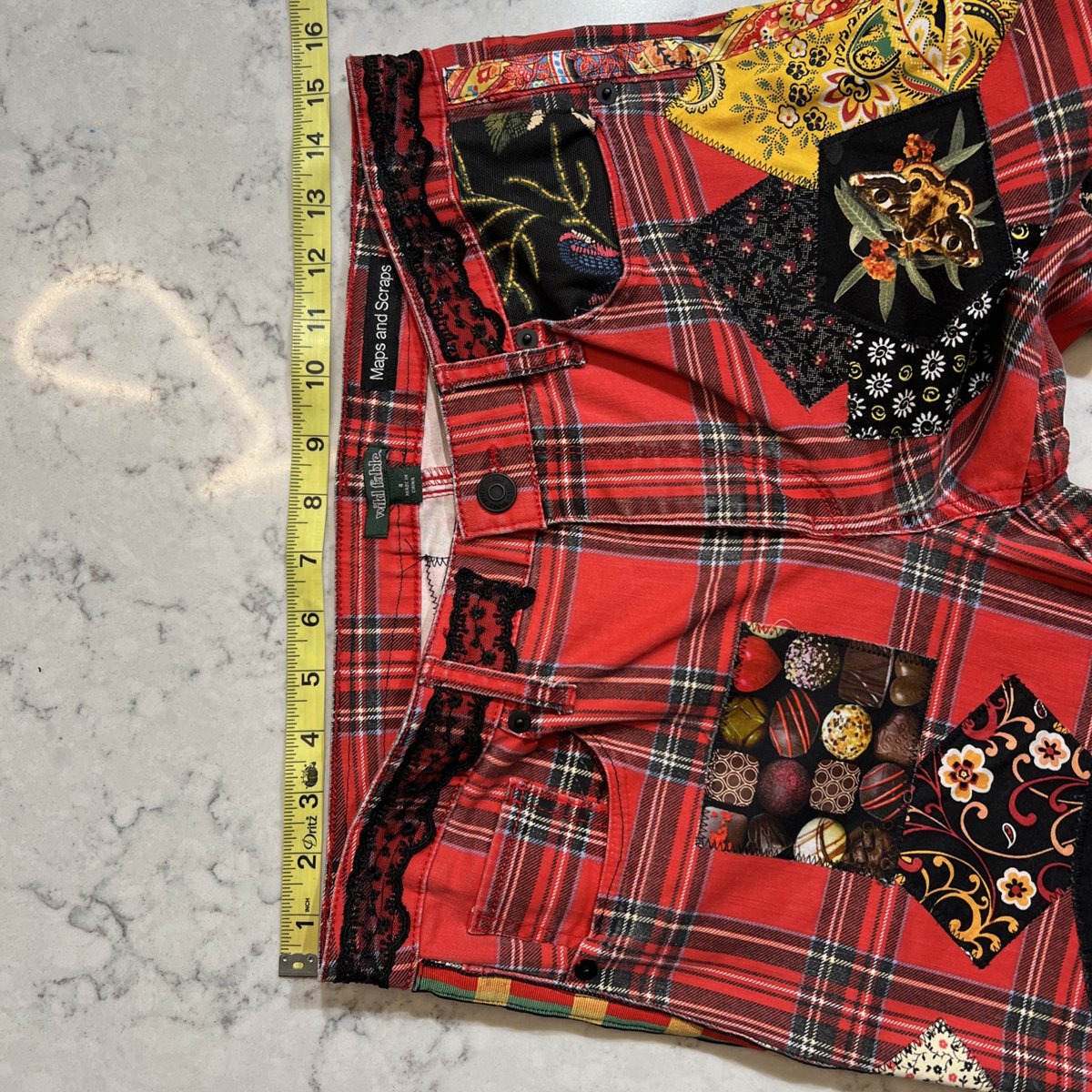 Red plaid fears patchwork upcycled pants