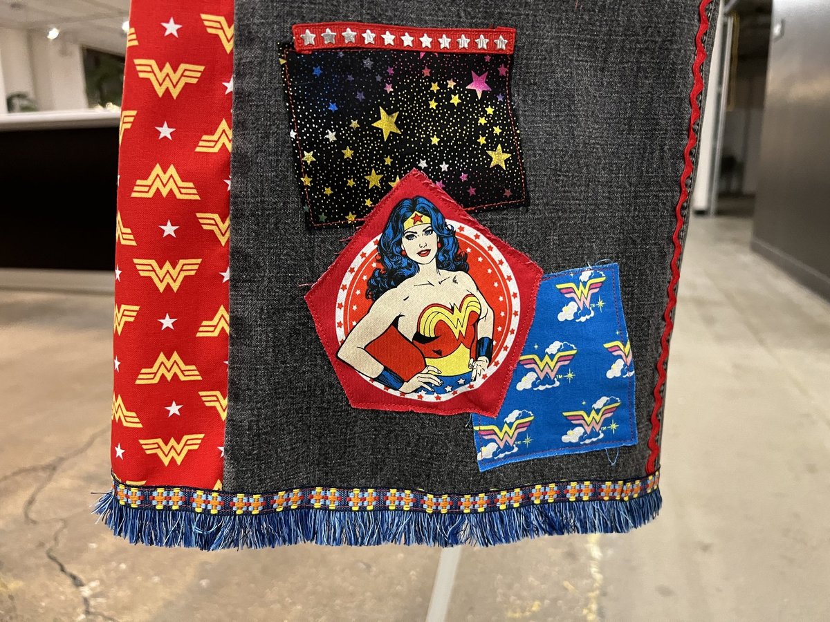 Wonder Woman custom patchwork collage Levi’s jeans