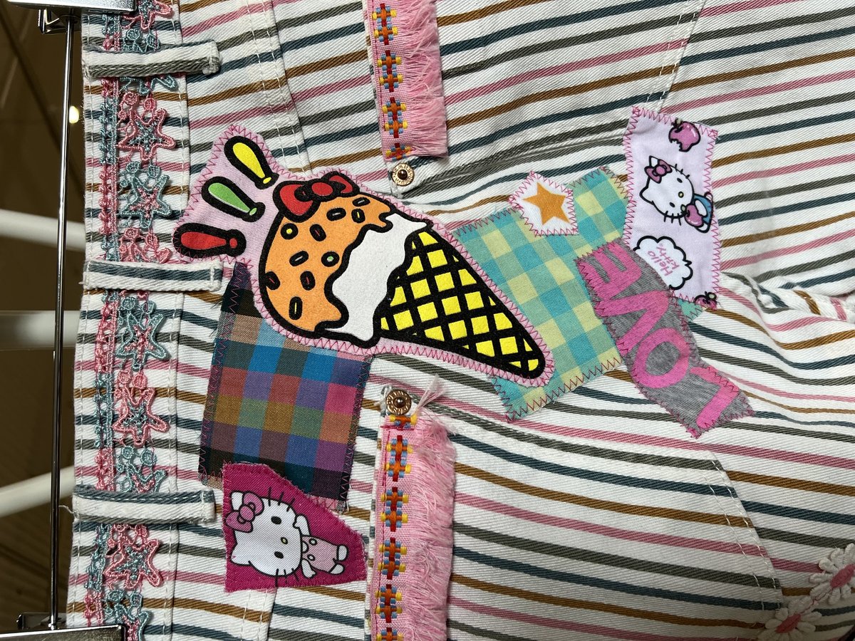 Hello kitty patchwork upcycled jeans