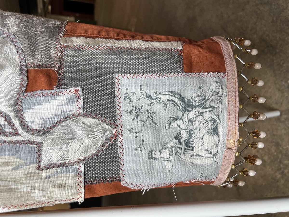 Gray and rust patchwork upcycled pants