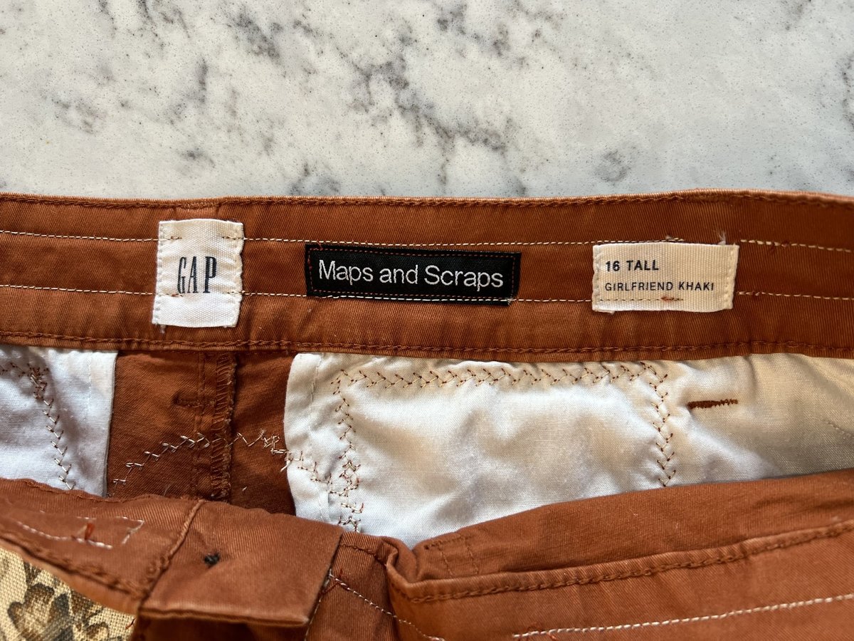 Gray and rust patchwork upcycled pants