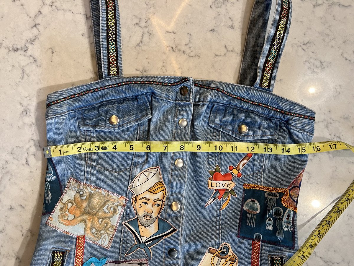 Sailor denim patchwork upcycled dress