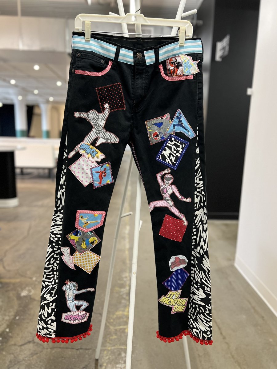 Power Rangers upcycled custom patchwork collage jeans