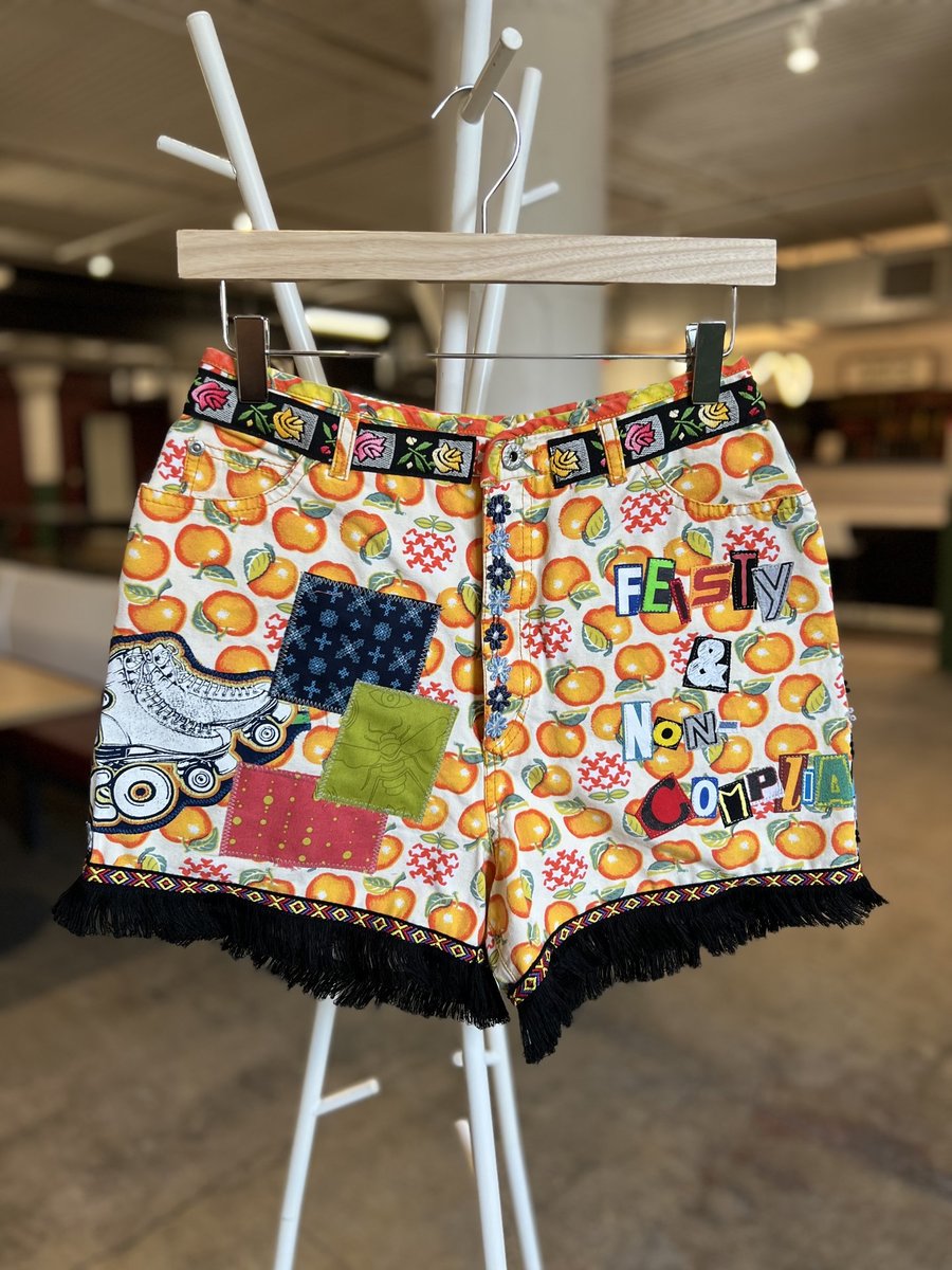 Non compliant upcycled patchwork collage shorts