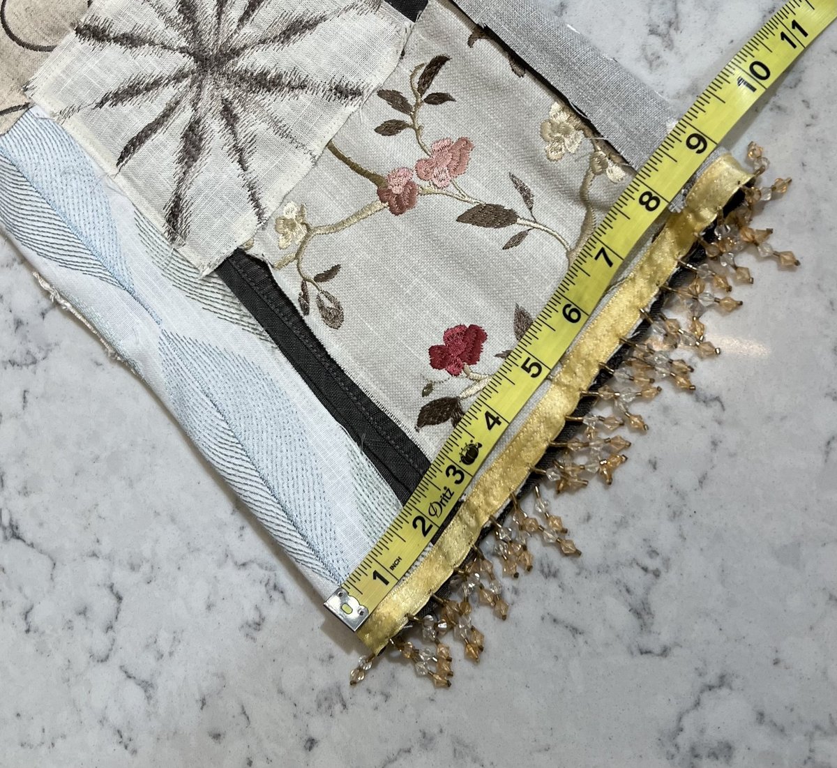 Embroidered patchwork linen pants