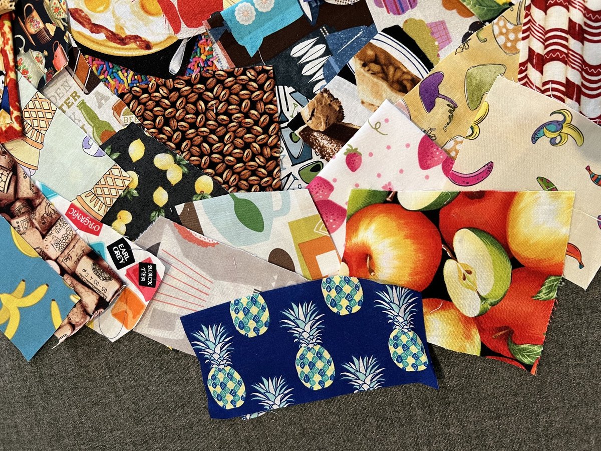 Food and drink fabric scraps 50 pieces