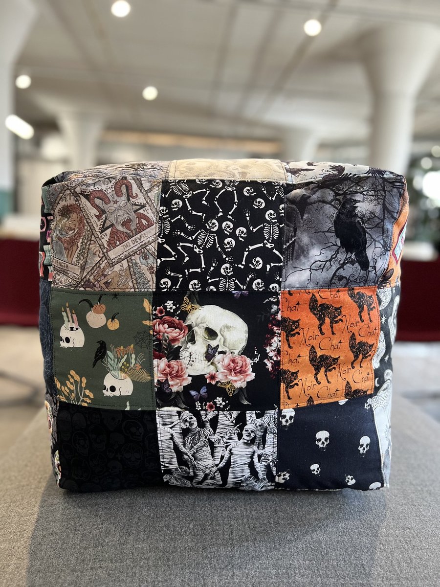 Halloween fabric sampler cube pillow