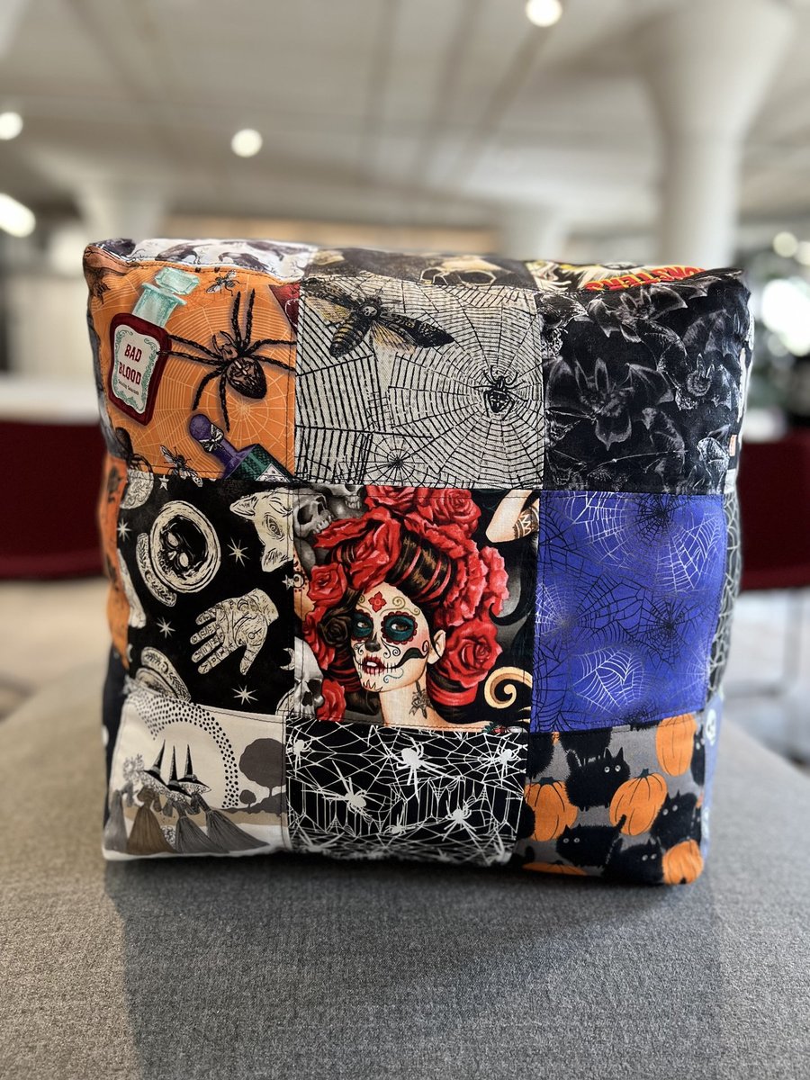 Halloween fabric sampler cube pillow