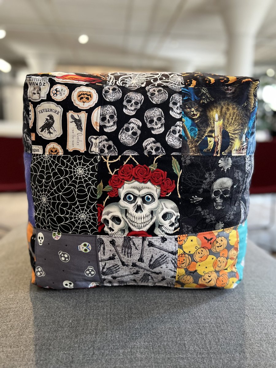 Halloween fabric sampler cube pillow