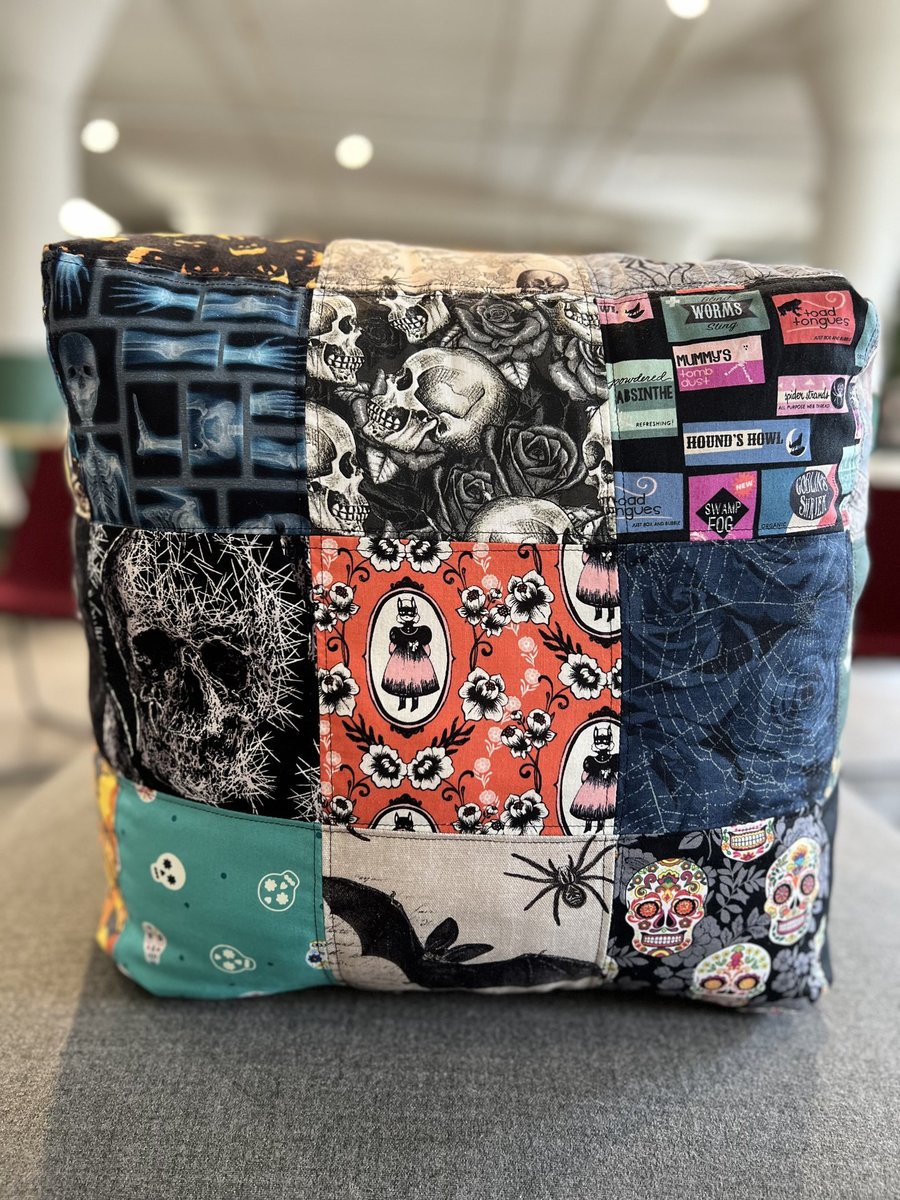 Halloween fabric sampler cube pillow