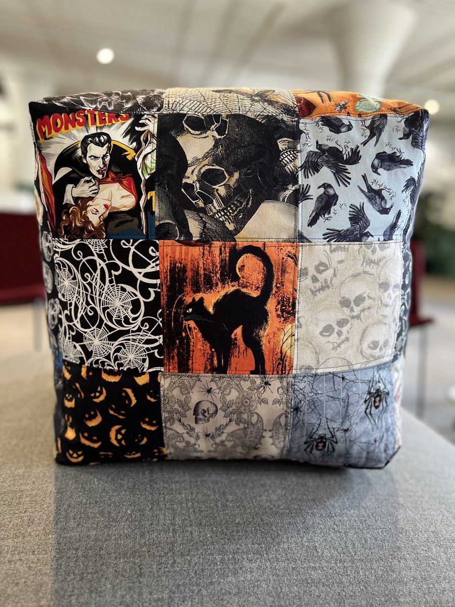 Halloween fabric sampler cube pillow