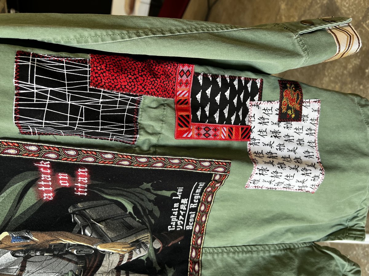Attack on Titan Captain Levi upcycled patchwork collage jacket