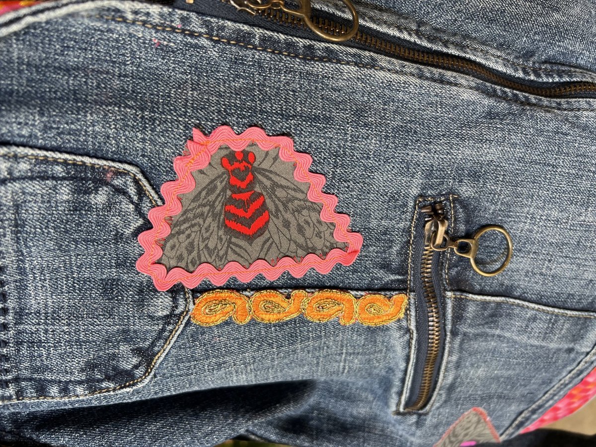 Butterfly patchwork collage Jean jacket