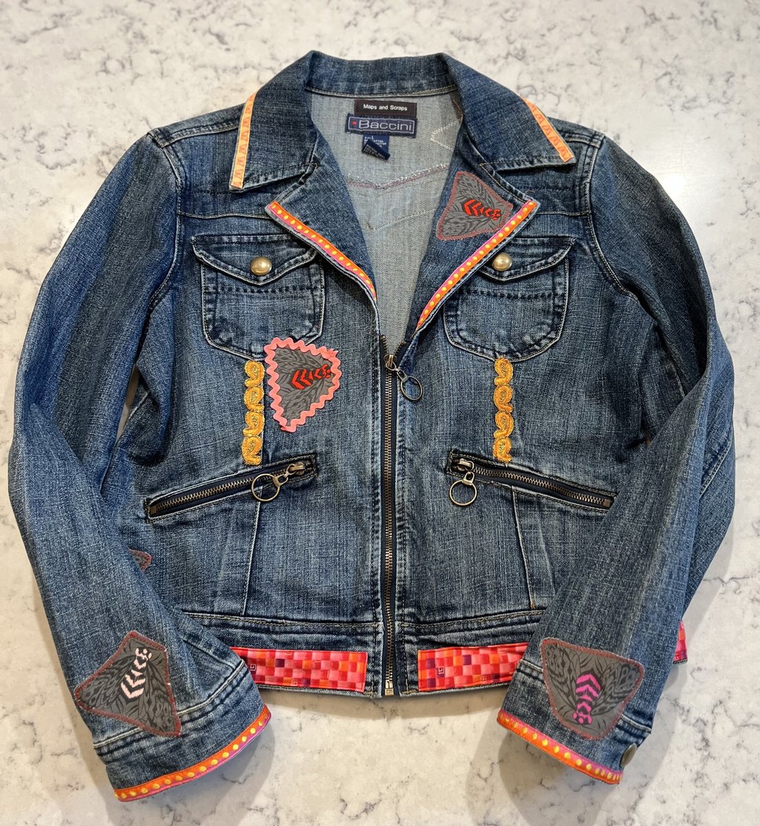 Butterfly patchwork collage Jean jacket