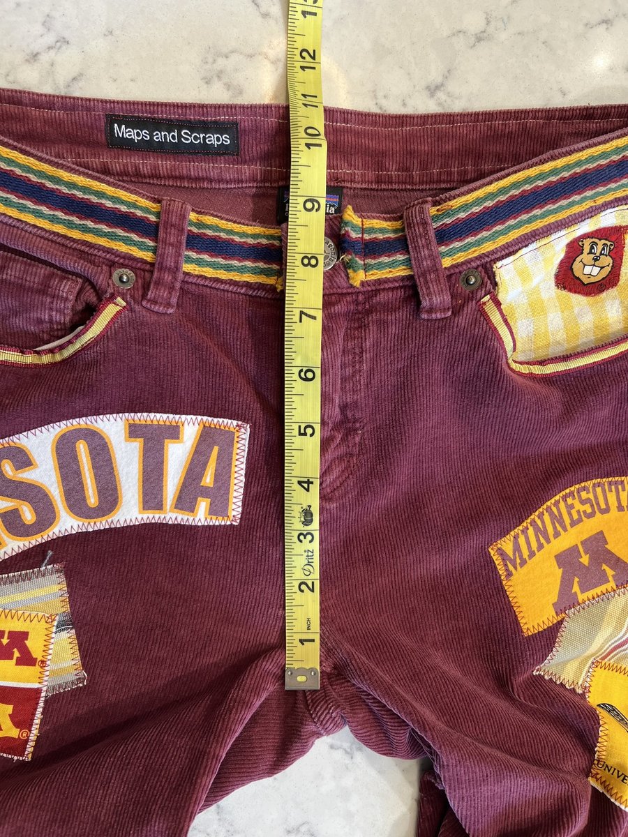 Minnesota Gophers upcycled patchwork collage jeans