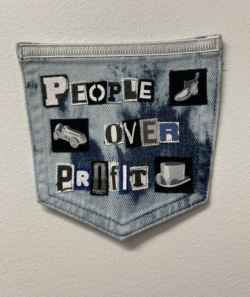 People over profit art collage patch