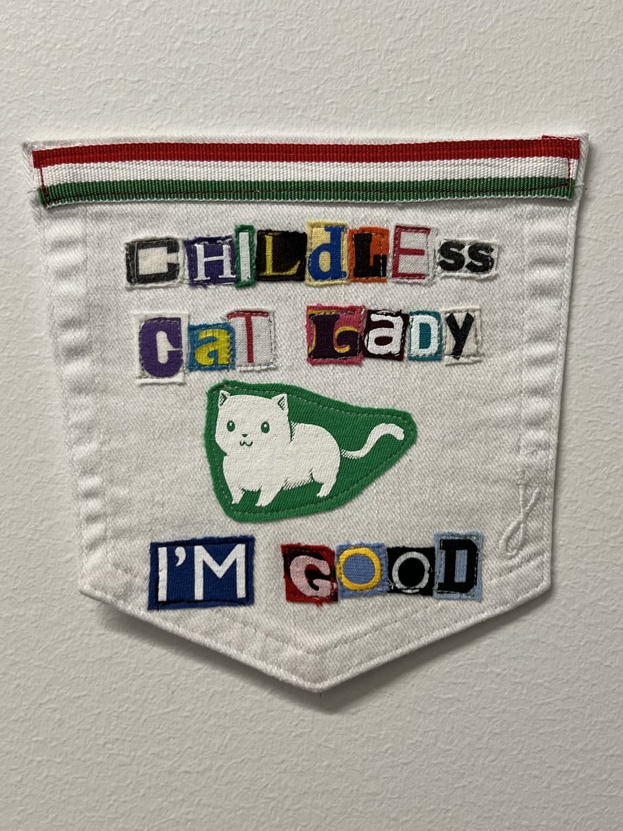 Childless cat lady art collage patch