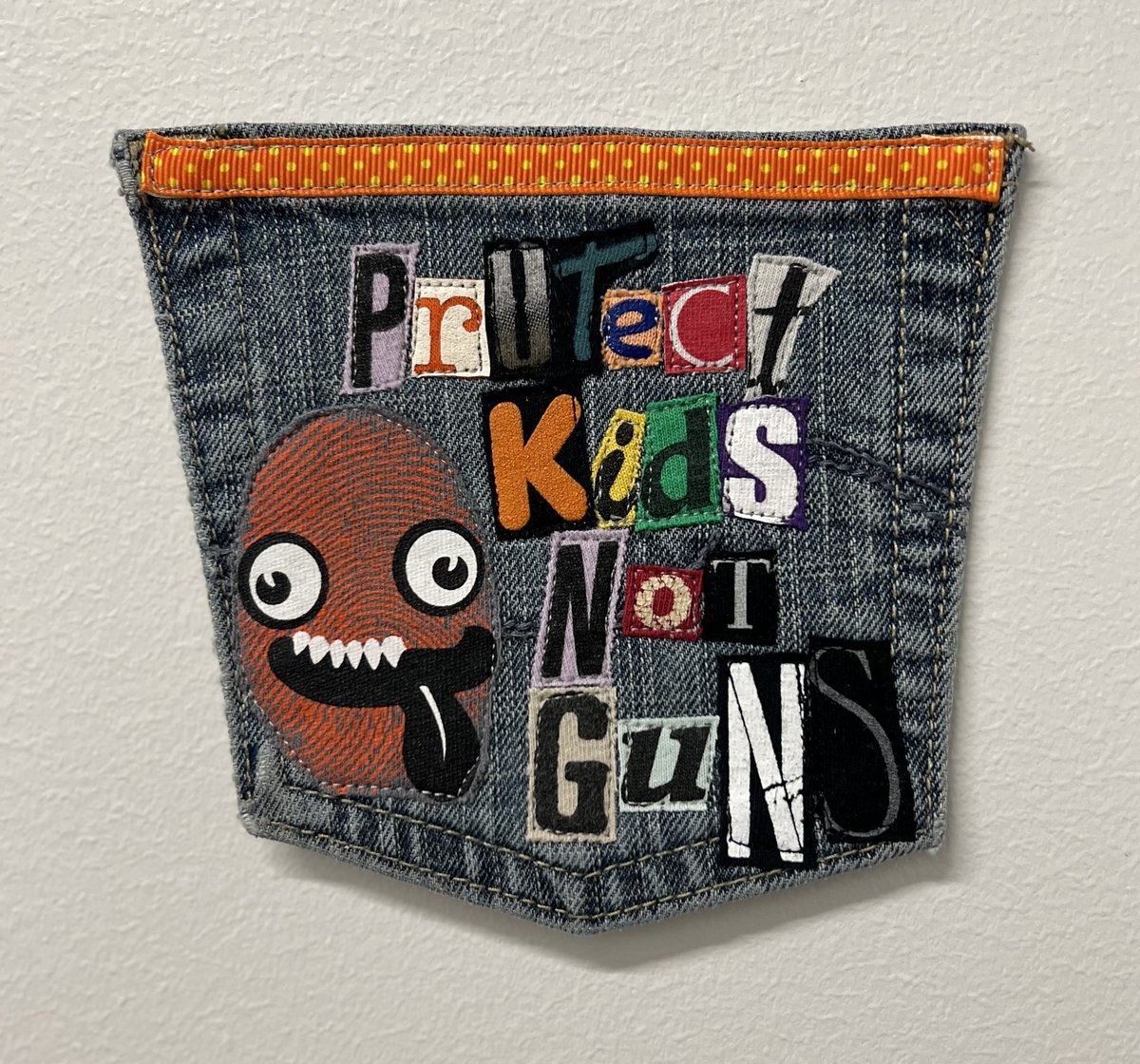 Protect kids not guns Art collage patch