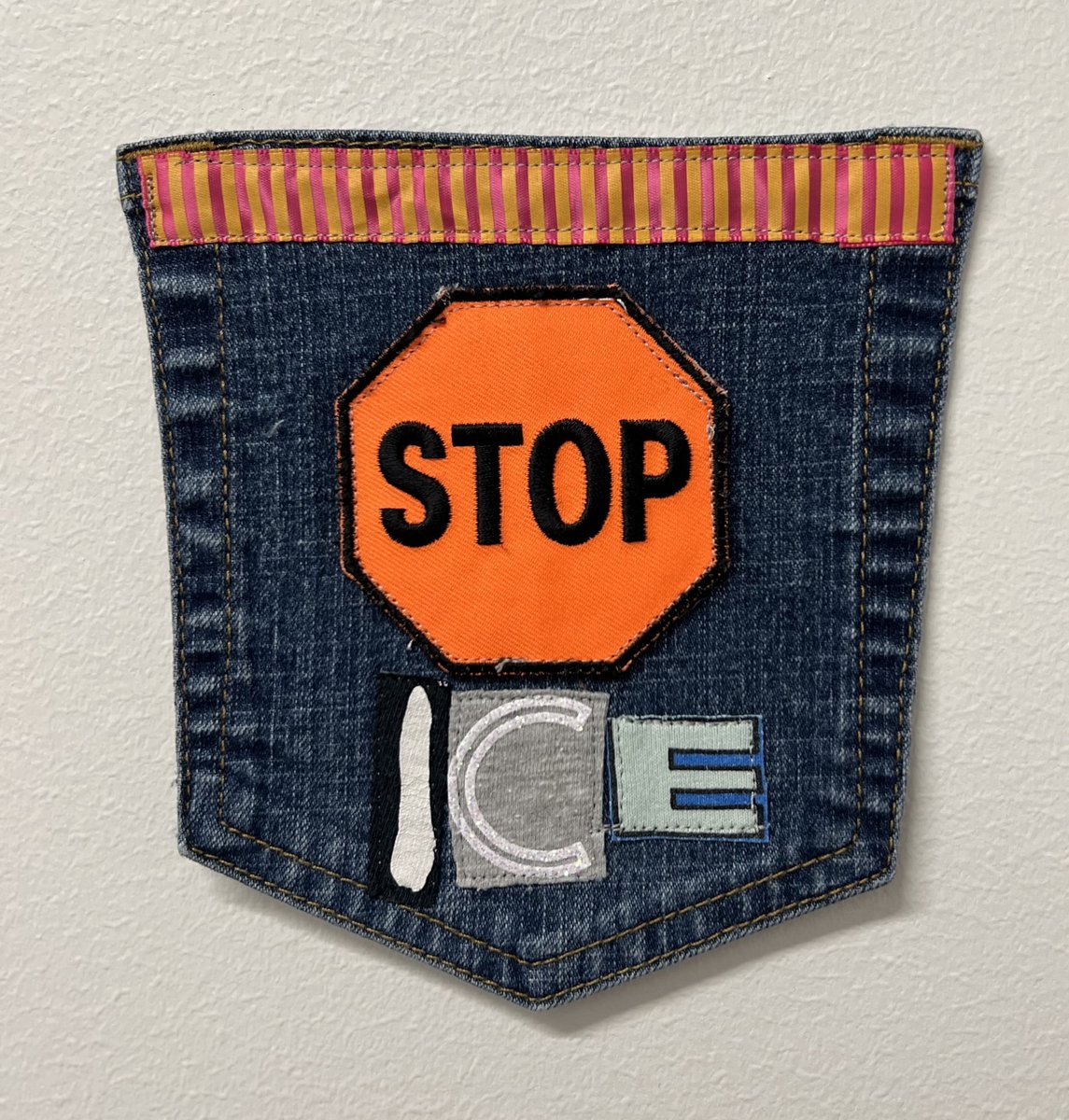 Stop ice art collage patch orange