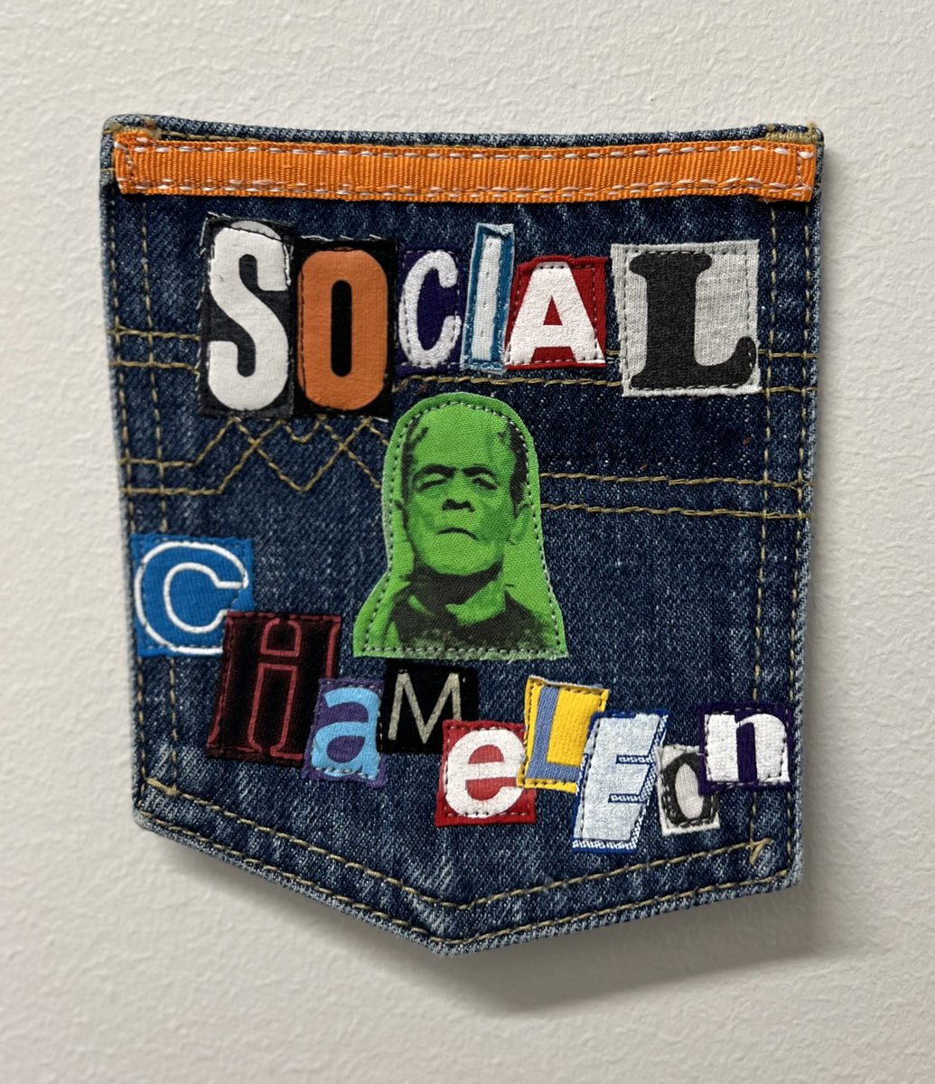 Social chameleon art collage patch