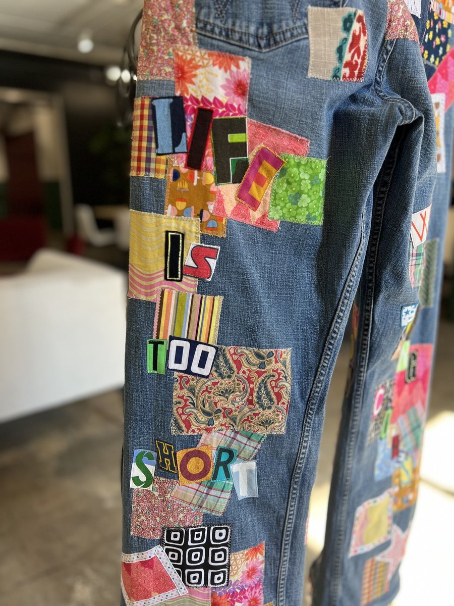 Fast fashion sucks patchwork jeans