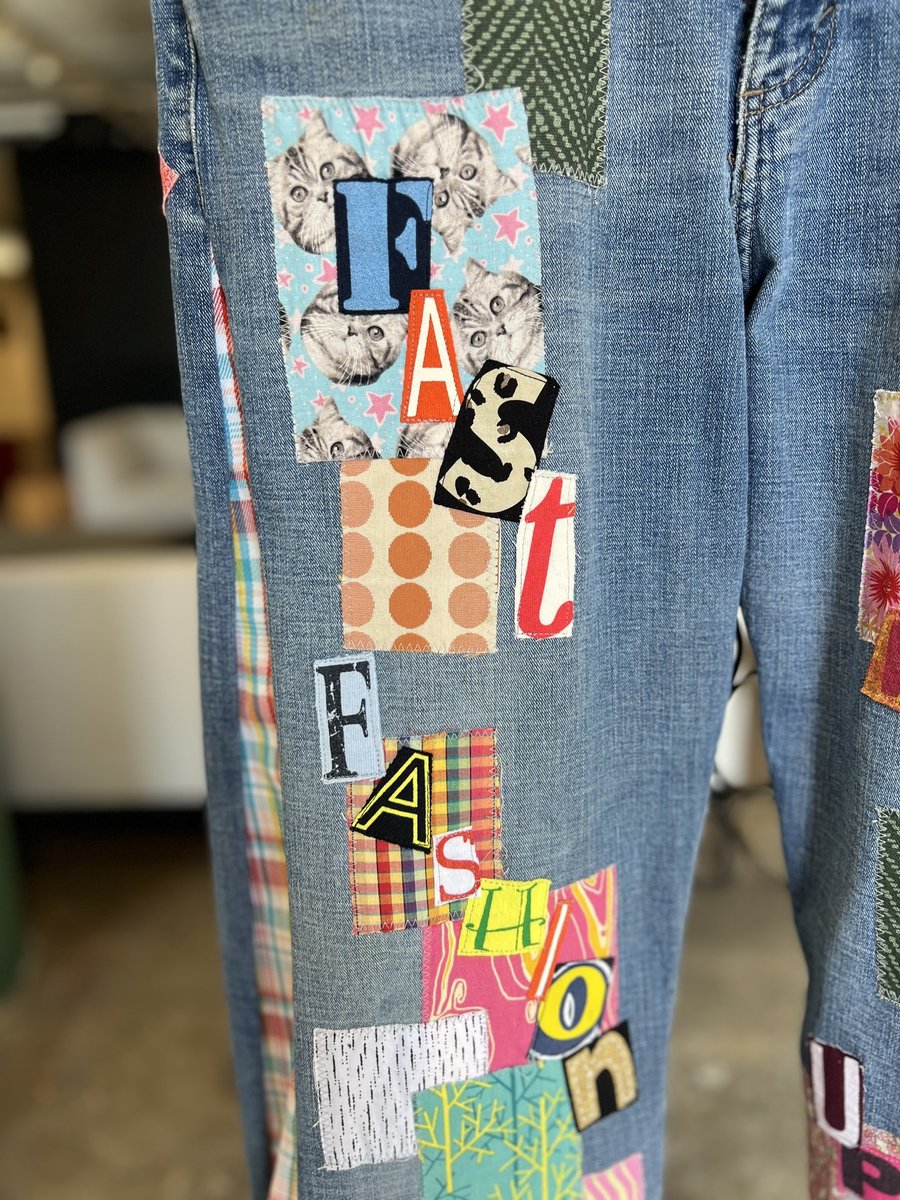 Fast fashion sucks patchwork jeans