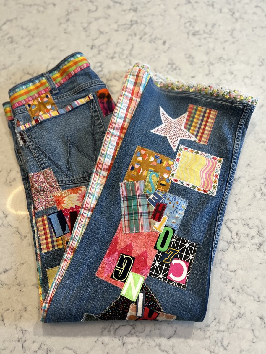 Fast fashion sucks patchwork jeans
