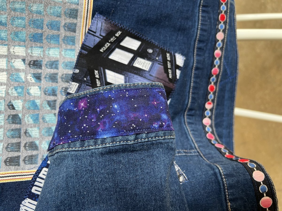 Doctor Who patchwork collage upcycled Jean jacket blue
