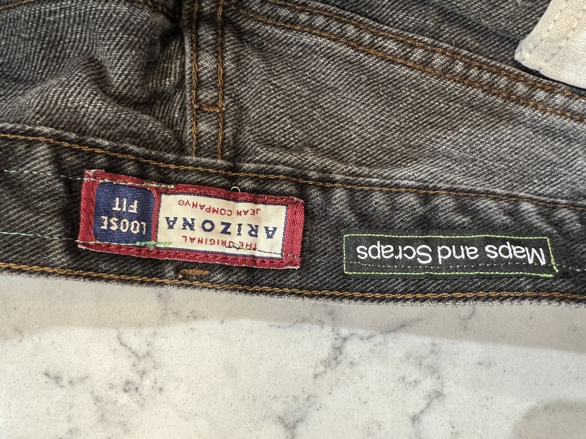 USA travel patchwork collage jeans