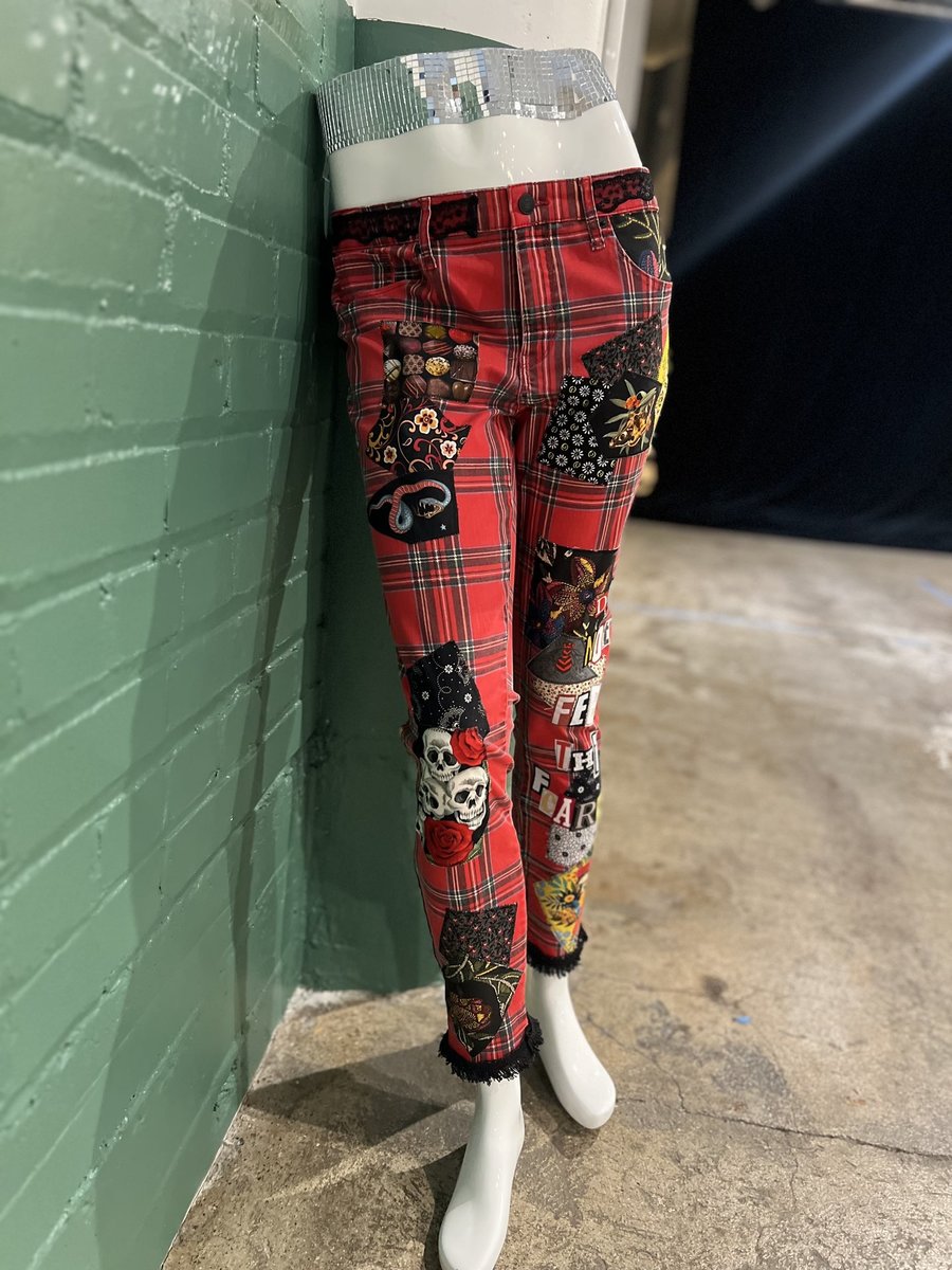Red plaid fears patchwork upcycled pants