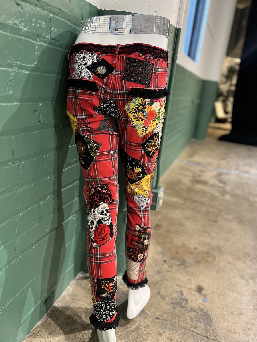 Red plaid fears patchwork upcycled pants