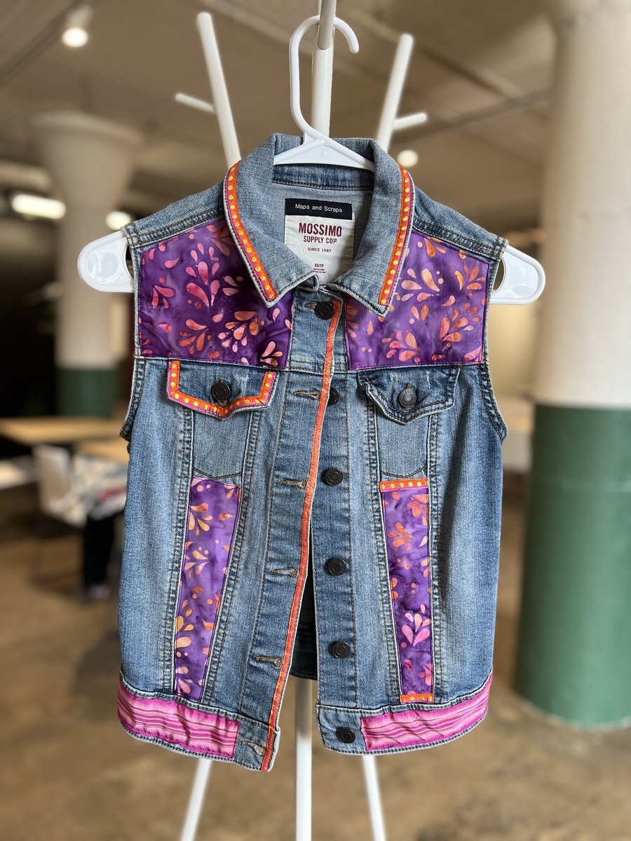 Princess tshirt patchwork upcycled jean vest